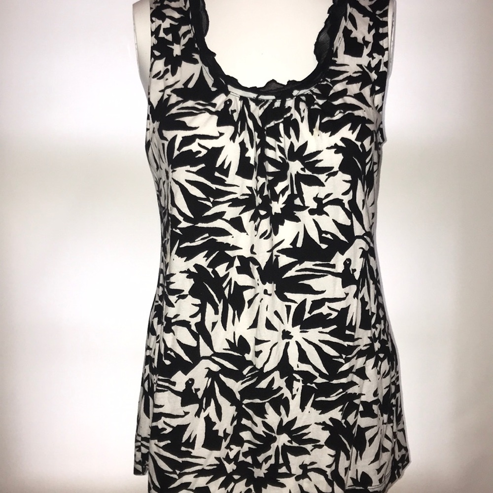 Loft cotton ruffled neck tank
